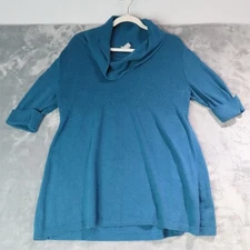 CASLON Sweater Womens XL Blue Cowl Neck Tunic Pullover Angora Rabbit Hair Blend