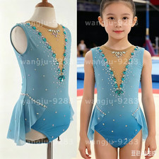 Women's Girls' Rhythmic Gymnastics Leotards Artistic Gymnastics Jeweled blue