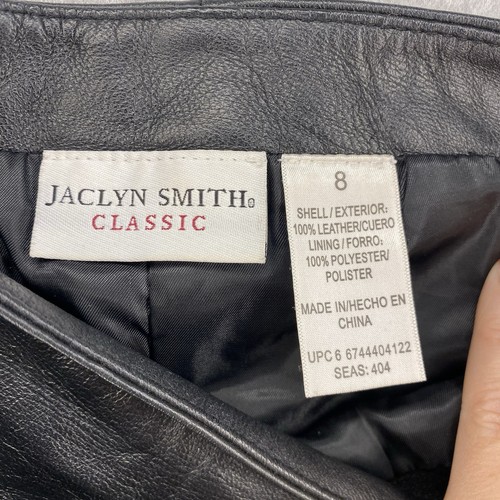 Falda clásica de cuero Jaclyn Smith para mujer 8 negra forrada hasta la rodilla vintage - Imagen 7 de 8