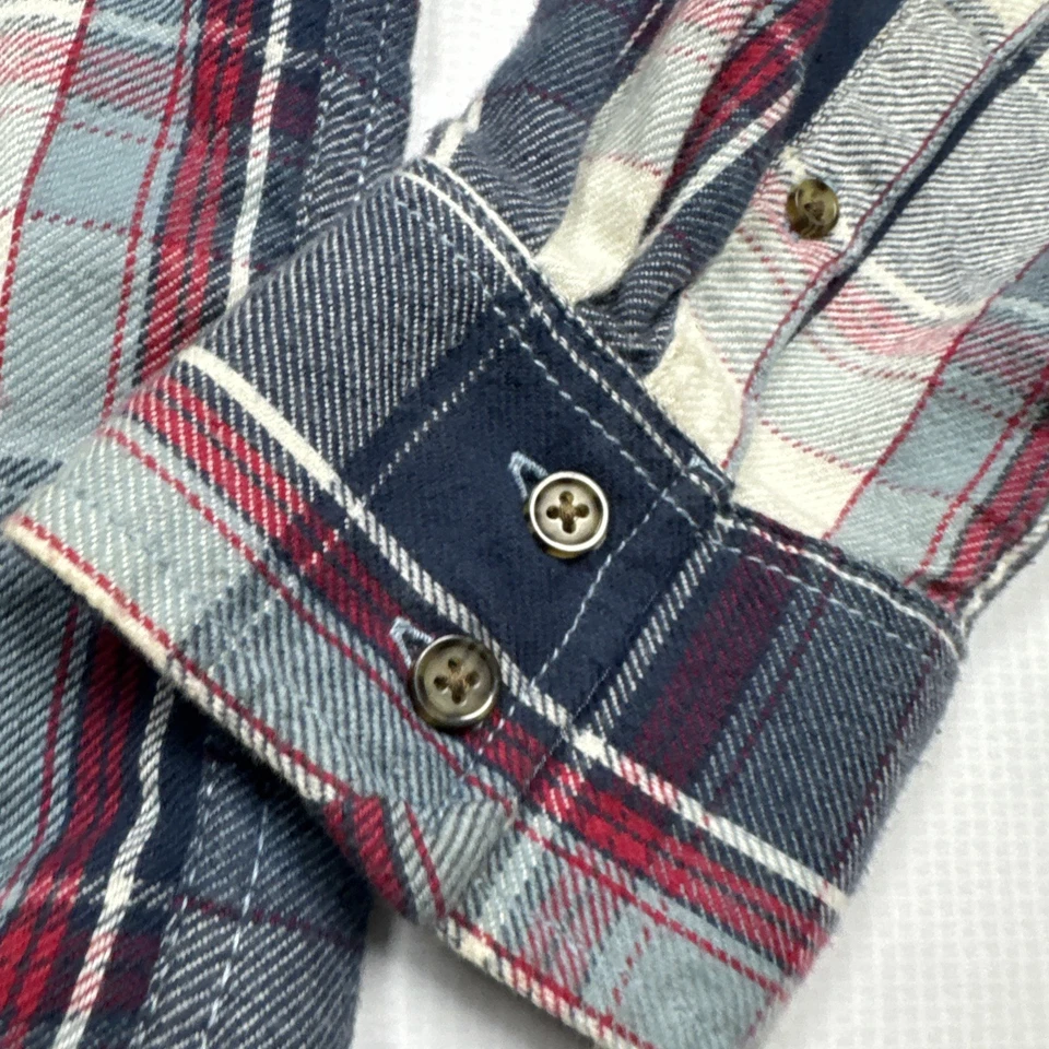 Burton Durable Goods mens flannel plaid button down shirt L Dry Ride Blue Red - Image 4 of 4