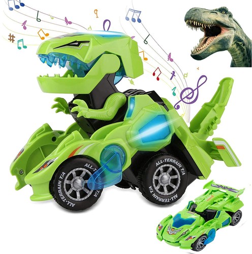 Transforming Toys, 2 in 1 Transforming Dinosaur LED Car Dinosaur Transform Ca...