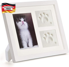 Haustierbilderrahmen mit Pfotenabdruck Set 3D Gips für Hunde Katzengedenken