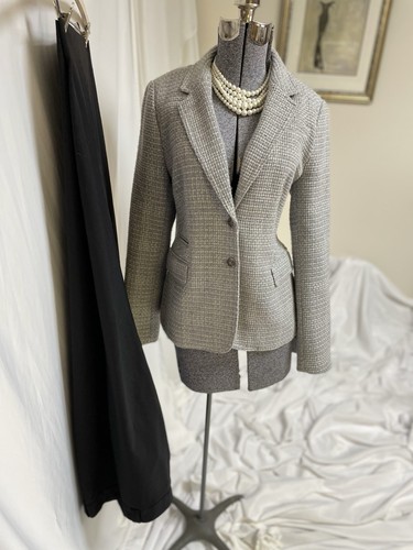 Traje Pantalón Banana Republic Talla 12 Conjunto de Dos Piezas Bolsillos Mezcla Lana Ajuste Curvilíneo - Imagen 3 de 24