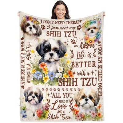 Shih Tzu Blanket for Dog Lover,Shih Tzu Flannel Throw 50 * 60in