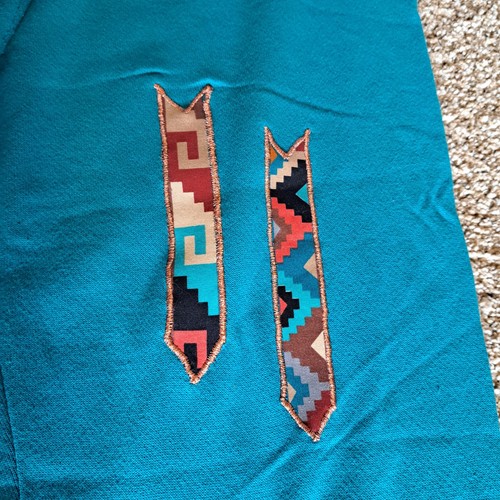 VTG Sweats Appeal by Tultex Women Large Teal Southwest Aztec Matching Set Outfit - Picture 13 of 16