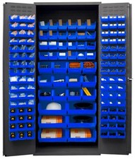 Durham 3500-138B-5295, Storage Cabinet with 138 Blue Bins, 24"x36"x84"