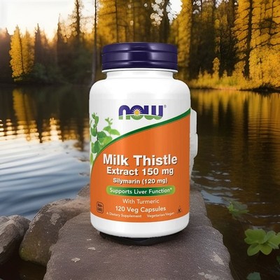 NOW FOODS Milk Thistle Extract 150 mg Silymarin 120 mg 120 Veg Capsules Ex 10/28