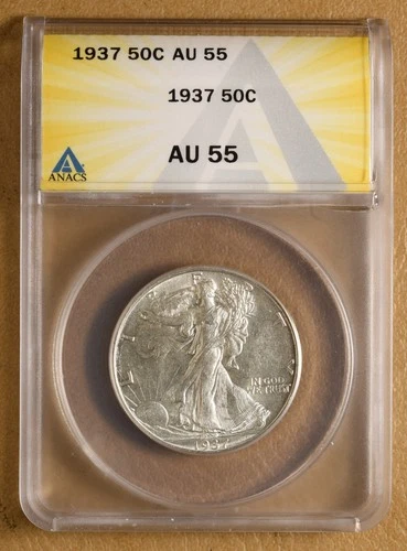 1937 P Walking Liberty Half Dollar ANACS AU55