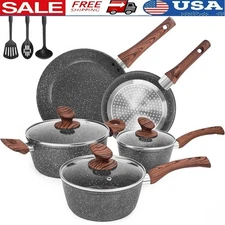 Non-Stick Granite Cookware Set 11pcs Easy Clean Stay Cool Durable Handles New