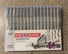 Leto Micro Fineliner Drawing Art Pens 16 Black Fine Line Waterproof Ink New