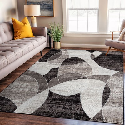 Rugshop Area Rug Contemporary Distressed Circle Bedroom Carpet Living Room Rugs