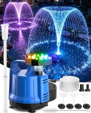 Pond Fountain with LED Lights, 660GPH Submersible Pump RGB Pond Filter System wi