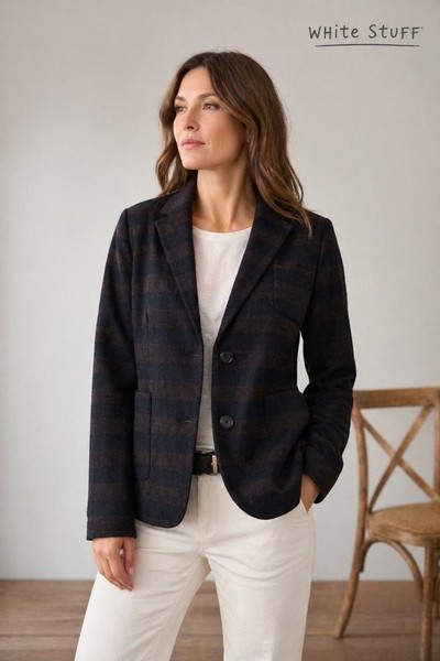 Women White Stuff Blazer Navy Viscose S
