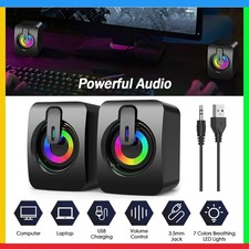 2026 Wired Computer Speakers Stereo Gaming 3.5mm USB Power For Desktop PC Lapto