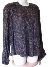 Jones Wear Size 8 Pleated Turn Back Cuff Y2K Blouse Shirt 90's NEW $58.00