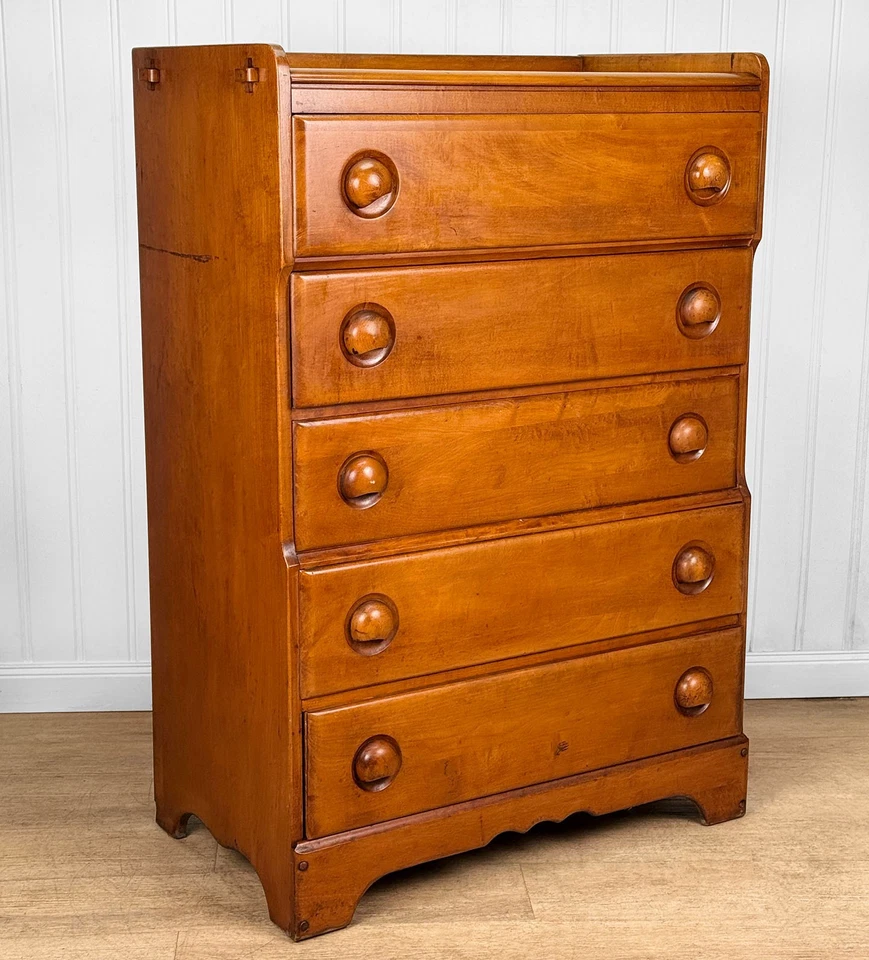 复古农舍枫木 Tendon 侧高梳妆台抽屉柜 — 第 4/4 张图片