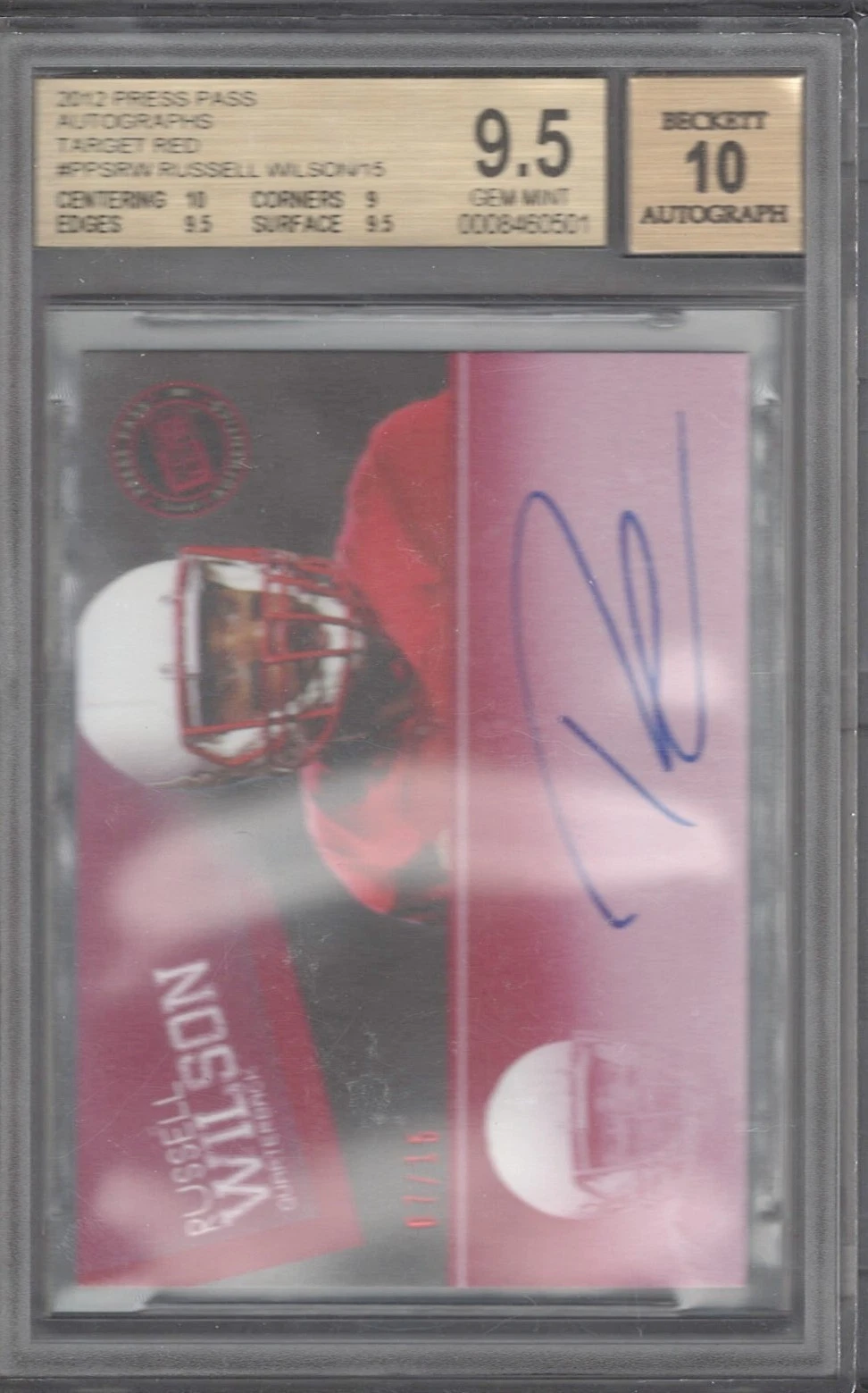 Russell Wilson Press Pass Autographs #PPSRW Red