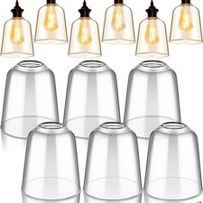 Riakrum 6 Pcs Clear Glass Shade 5" Dia 5.67" High 1.65" Fitter Light Cover Sh...