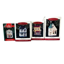 Vintage Hallmark Ornaments Nostalgic Houses and Shops #9 to #12 of Set  1992-95