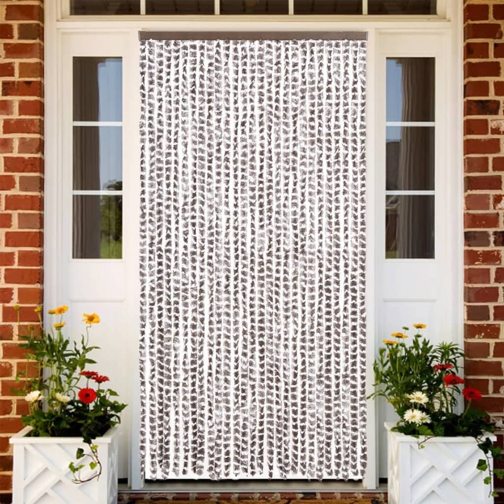 vidaXL Tenda Antimosche Tortora e Bianca 118x220 cm in Ciniglia per Porte