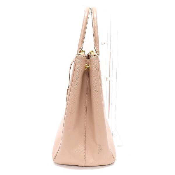 anb PRADA Galleria Handbag Tote Bag Pink Beige Triangle Logo Plate Women s 89523 thumbnail 3