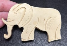 Vintage Celluloid Elephant Pin Ivory Color Unbranded 3 Inches Long Brooch