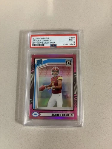 2024 Panini Donruss Optic Preview Pink Jayden Daniels #389 PSA 9 Commanders