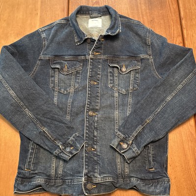 Old Navy Dark Blue Denim Jacket Built- In-Tough Men s Large
