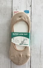 PEDS Women's Super Low Cut Cushion Liner Socks Nude 3 Pairs Shoe Size 8-12