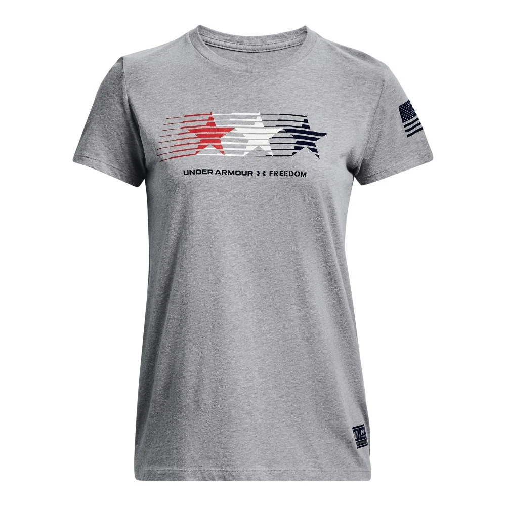 Under Armour 1377093 Women's UA Freedom Star T-Shirt, Steel Light Heather, Small