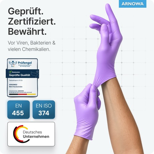100x Einmalhandschuhe ARNOMED Nitril Handschuhe Nitril Gummi-Handschuhe XS-XXL - Bild 26 von 85