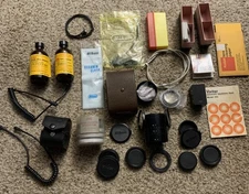 Vintage Valuable Lot Of Camera Lenses Set & Accessories , Nikon, Spiralite, Et