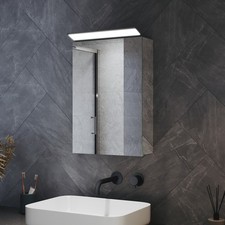 Image of Bathroom Mirror Cabinet with LED Lights Vanity Lighting Storage Wall-Mounted
