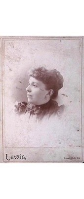 1880s Cabinet Card Photograph Woman Profile High Floral Collar Clarion PA Knox