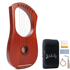 7 String Mahogany Lyre Harp MLH701, Metal Strings Bone Saddle Kit
