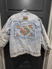 VTG Major Damage Denim Jacket Unisex XL Hip Hop Streetwear Size 3 Acid Wash