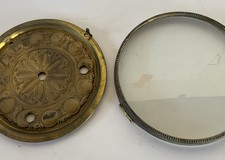 ANTIQUE VICTORIAN CLOCK PARTS / ORNATE FACE DIAL AND COVER / SET