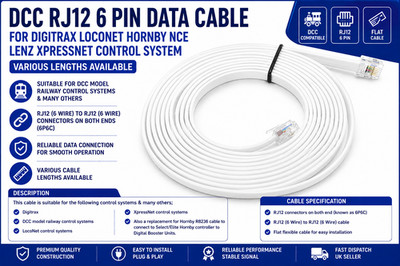 6PIN RJ DATENKABEL FÜR DIGITRAX DCS52 GERÄT - EISENBAHNMODELL