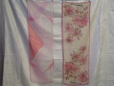 Vera Neumann 2ea Long Chiffon Scarves: Pink Blossoms on Branches; Pink Angles