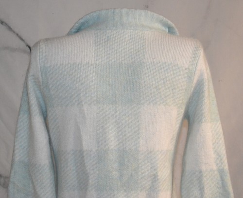Maglione CROFT & BARROW BLU-GRIGIO BIANCO A QUADRI FUZZY XS scollo zip maniche lunghe - Foto 6 di 7