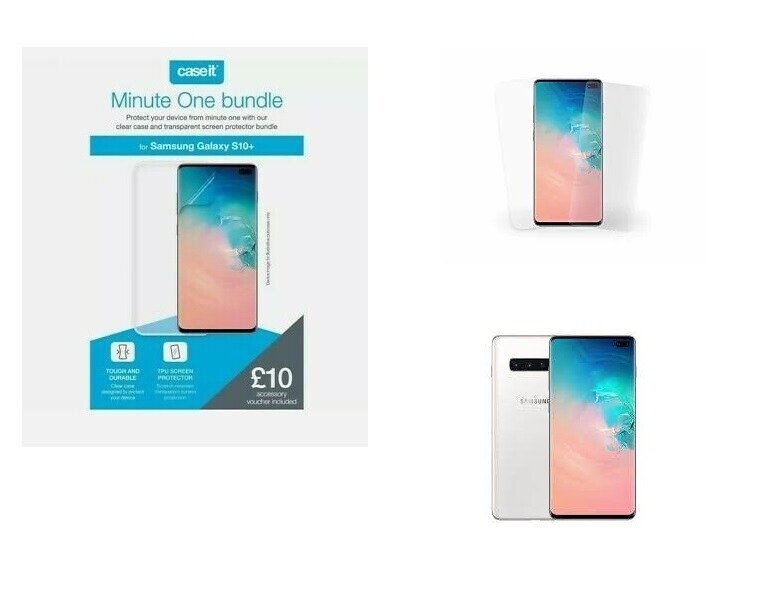 Samsung Galaxy S10+ Phone Case and Screen Protector Case it Minute One Bundle