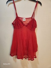 Intimate Moods Women's Size: Small Red Polyester and Lace Short Nightgown