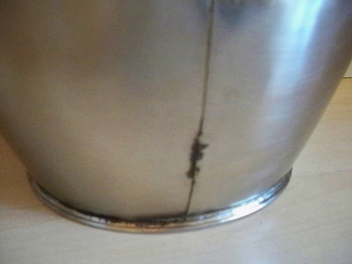 Vase Deko-Objekt Übertopf Silber Metall Rost-Antik-Finish . - Bild 4 von 6