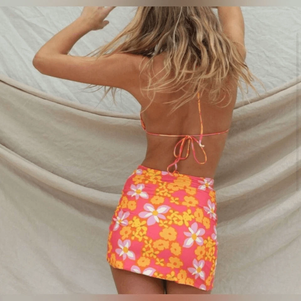 STONE FOX SWIM Selma estampado hawaiano Sarong Lei Lei. Nuevo con etiquetas. Talla grande Foto 2 de 4