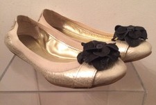 COACH Dora Gold Platinum Leather Metallic Ballet Flats Size 5.5M