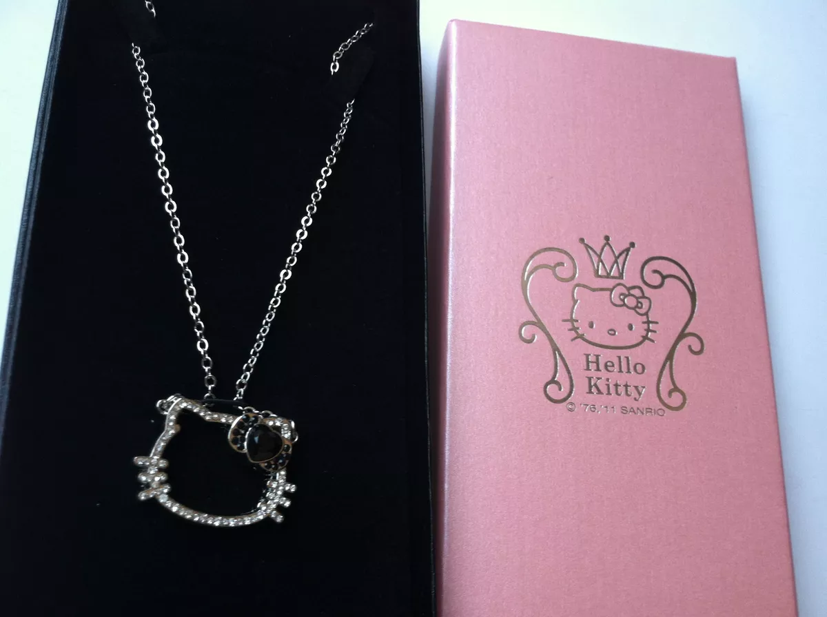 Sanrio Hello Kitty Face Outline Rhinestones Necklace In Gift Box