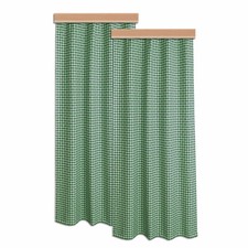 2er-Set Landhausvorhang Leni Dekoschal grün-weiß kariert mit Herzen und Reihband
