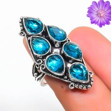 Blue topaz Gemstone 925 Sterling Silver Ring Handmade Jewelry Ring For Gift