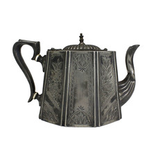Antique Victorian Silver Plated 6" Teapot Decorative Engraving Collectable 