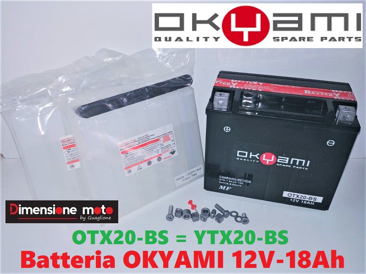 Batteria OKYAMI YTX20-BS 12V-18Ah per HARLEY-D. FXEF 1340 Fat Bob dal 1979 >1981